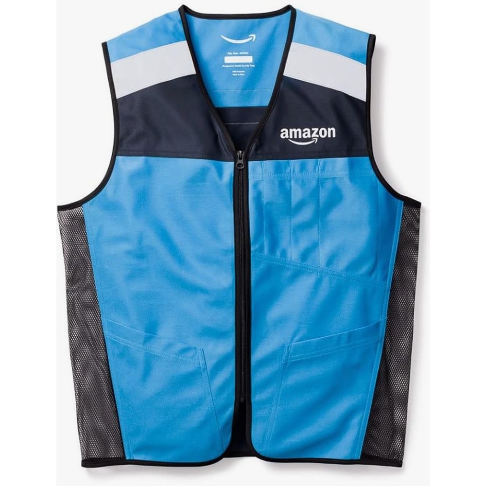 Amazon Luly Yang DSP Safety Vest Men XL Blue Work Employee Uniform Reflective